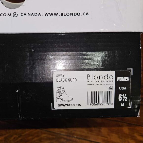 NWB Blondo Sway Waterproof Black Suede Silver Buckle Strap Ankle Boots 6.5 - Picture 7 of 7